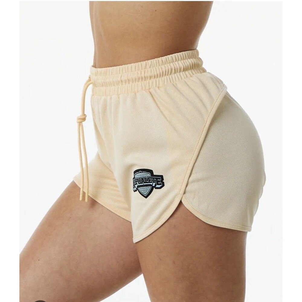 NEW Alphalete Woman’s Varsity Short - Tan ,size Medium